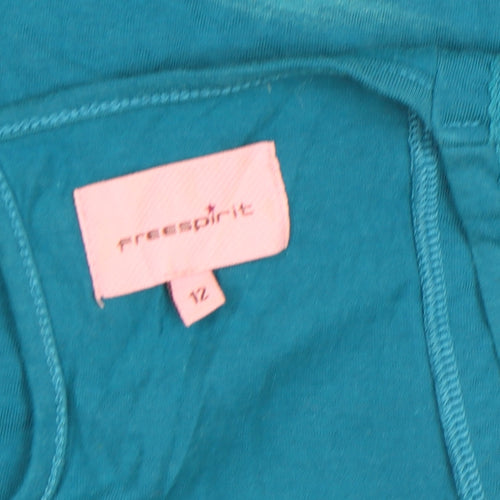 Freespirit Womens Blue Short Sleeve Lace Trim Camisole Blouse Size 12