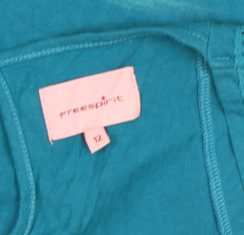 Freespirit Womens Blue Short Sleeve Lace Trim Camisole Blouse Size 12