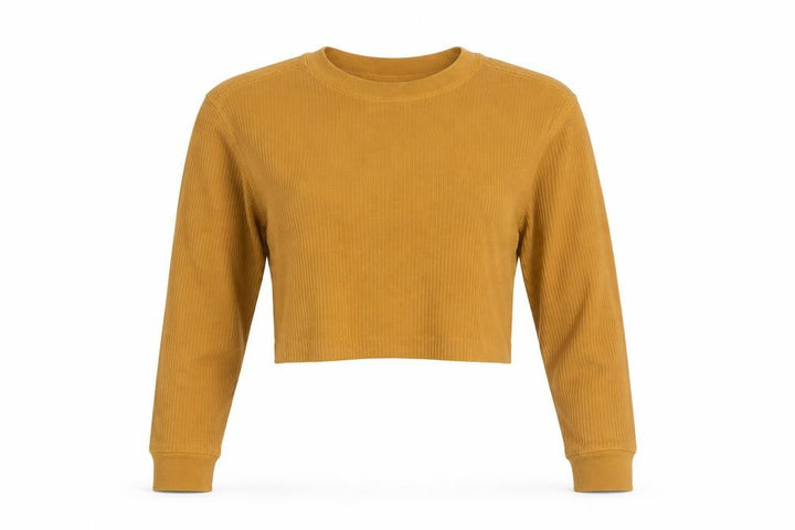 Uniqlo Women Brown XS Cropped Ribbed Long Sleeve T-Shirt