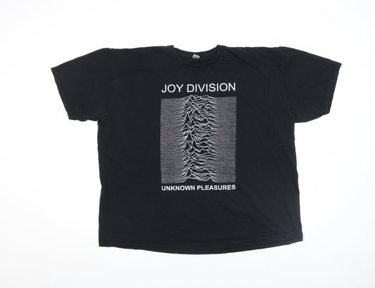 Gildan Mens Black Joy Division Unknown Pleasures Band T-Shirt Size L