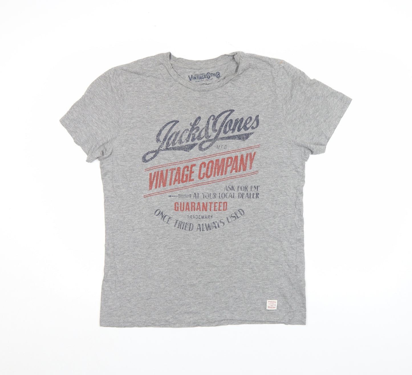 Jack & Jones Men's Grey Vintage Graphic Cotton T-Shirt Size L