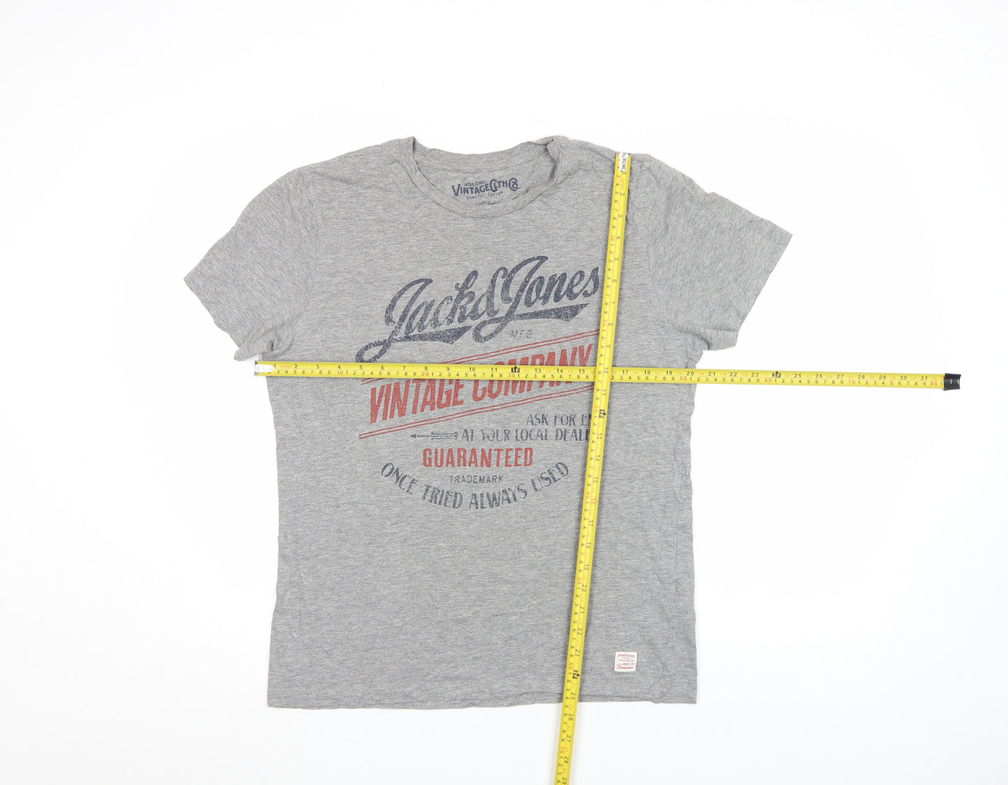 Jack & Jones Men's Grey Vintage Graphic Cotton T-Shirt Size L