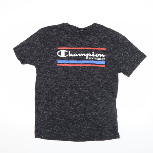 Champion Men’s Black Graphic Crew Neck Short Sleeve T-Shirt Size L