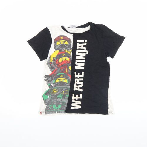Tu Boys LEGO Ninjago Black White T-Shirt 5-6 Years Short Sleeve Cotton
