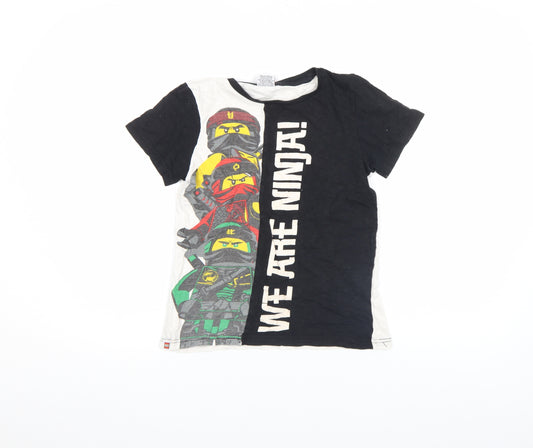 Tu Boys LEGO Ninjago Black White T-Shirt 5-6 Years Short Sleeve Cotton