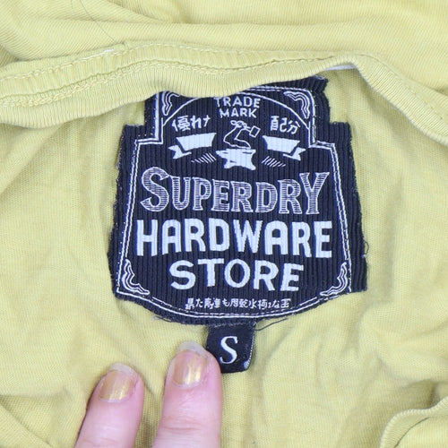 Superdry Women's Yellow Slim Fit T-Shirt Size S Short Sleeve Cotton