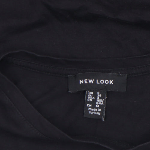 New Look Women Black Ruffle Sleeve Self Love T-Shirt Size 8