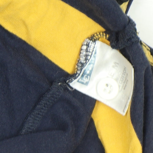 Lee Cooper Men's Navy Yellow Striped Rugby Polo Shirt M