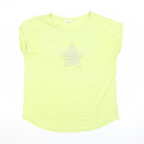 Next Womens Green Glitter Star T-Shirt Size 20 Short Sleeve