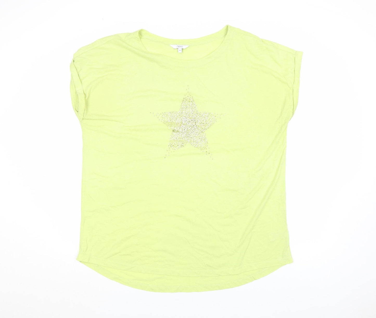 Next Womens Green Glitter Star T-Shirt Size 20 Short Sleeve