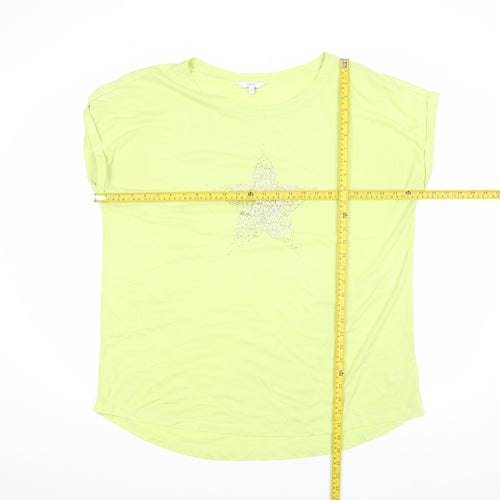 Next Womens Green Glitter Star T-Shirt Size 20 Short Sleeve