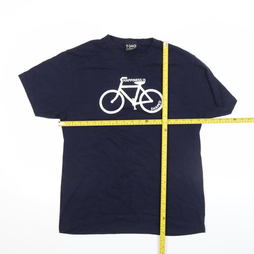 T-34 Unisex Blue Cycling Graphic Cotton T-Shirt M