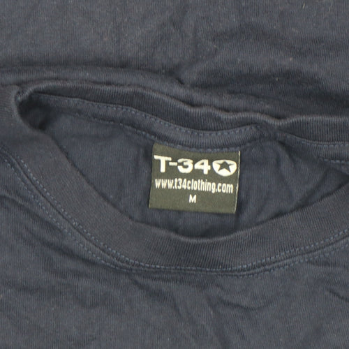 T-34 Unisex Blue Cycling Graphic Cotton T-Shirt M