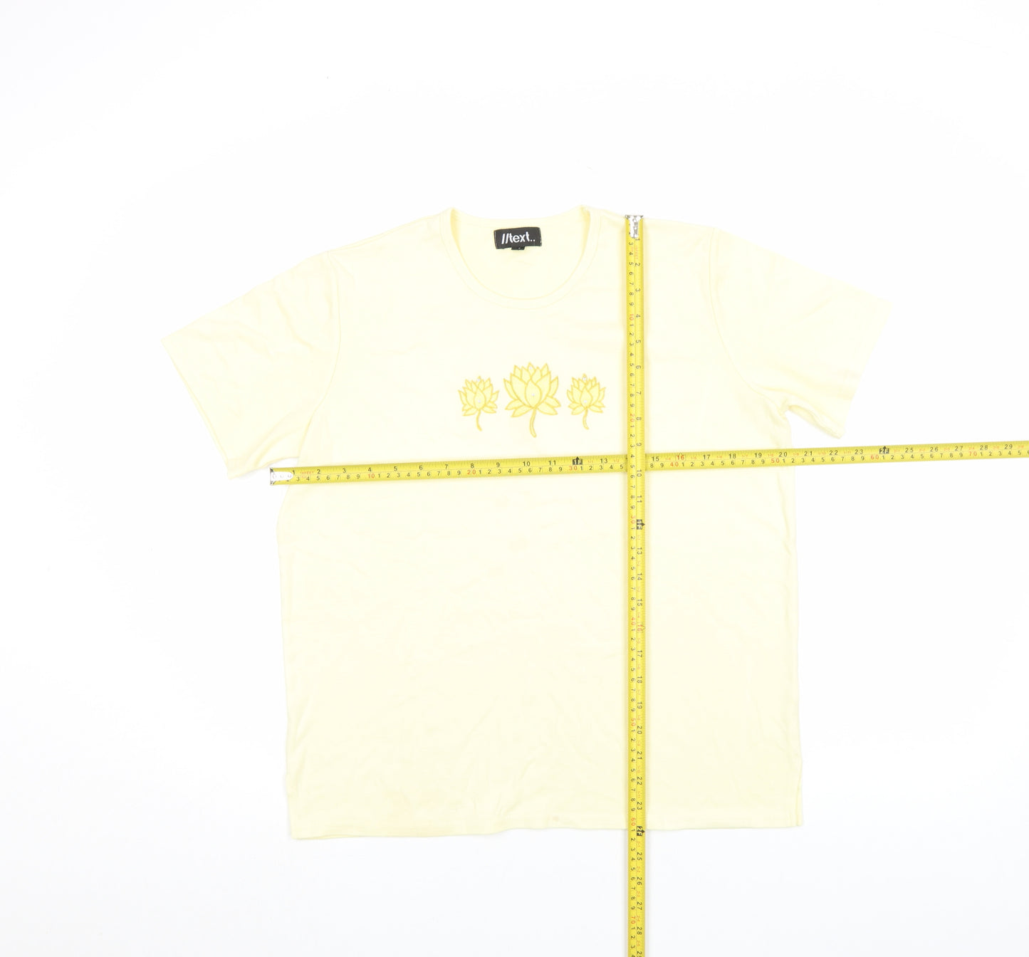 Next Womens Yellow Floral Cotton T-Shirt M Short Sleeve
