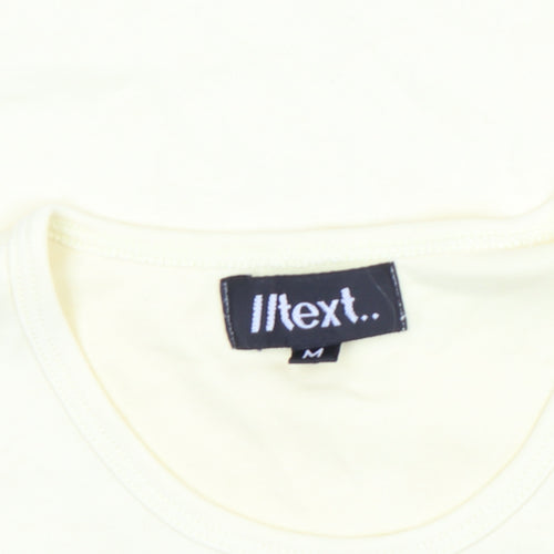 Next Womens Yellow Floral Cotton T-Shirt M Short Sleeve