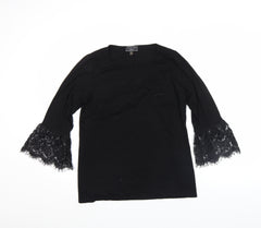 Lipsy London Women's Black Lace Bell Sleeve Tunic Blouse Size 12
