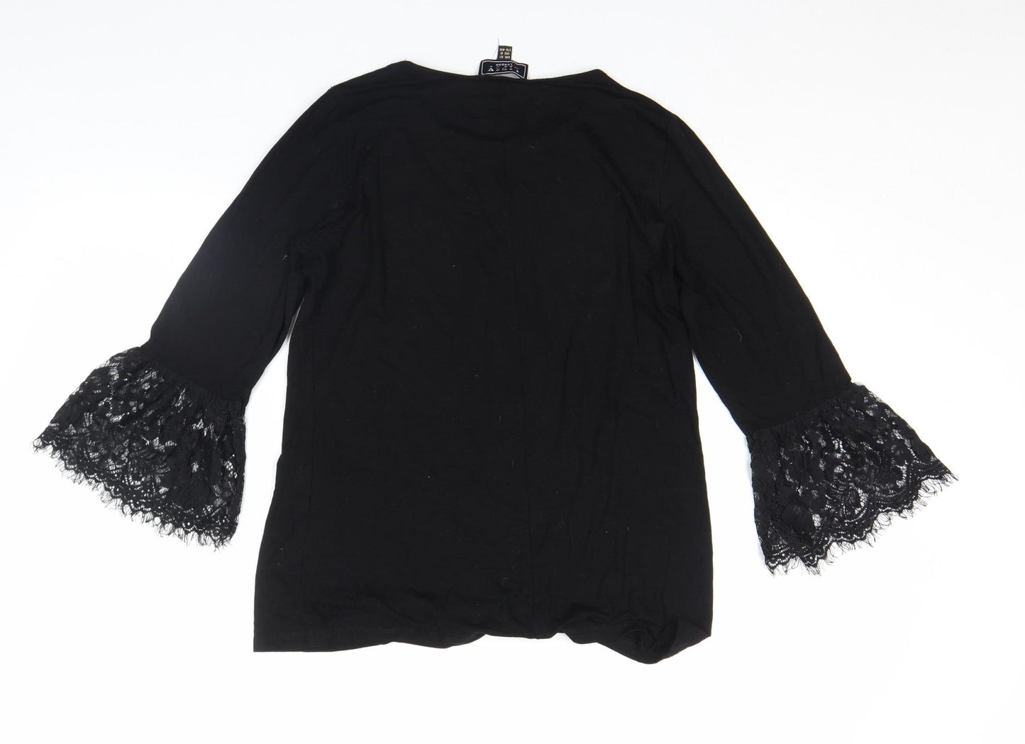 Lipsy London Women's Black Lace Bell Sleeve Tunic Blouse Size 12