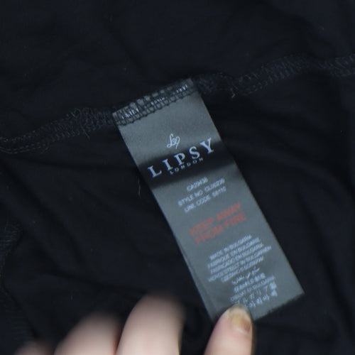 Lipsy London Women's Black Lace Bell Sleeve Tunic Blouse Size 12