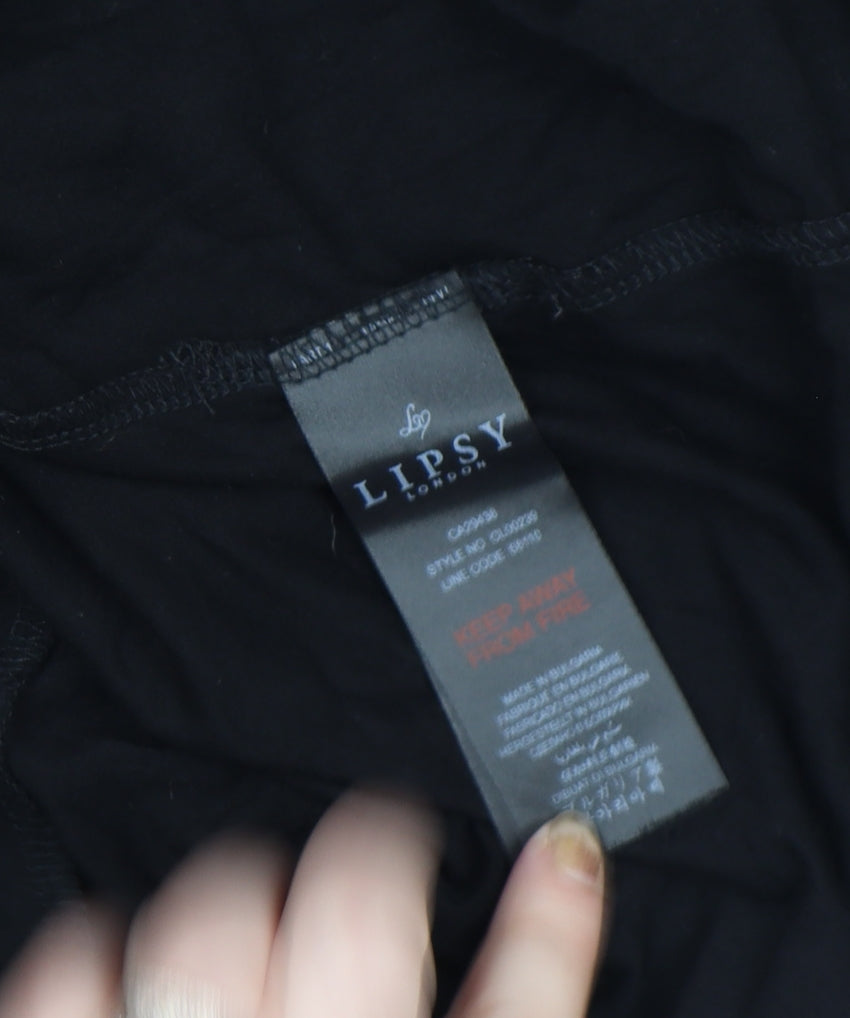 Lipsy London Women's Black Lace Bell Sleeve Tunic Blouse Size 12