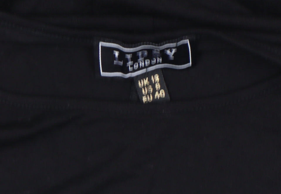 Lipsy London Women's Black Lace Bell Sleeve Tunic Blouse Size 12