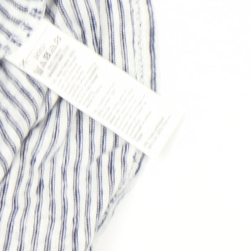 Monsoon Women's Blue Striped Linen Blend Short Sleeve T-Shirt Size 10