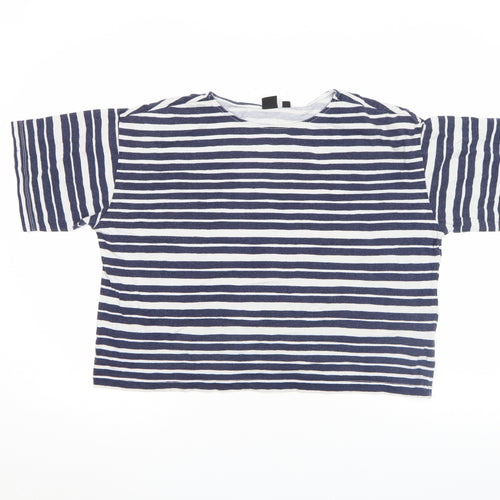 Uniqlo x Marimekko Women’s Blue Striped Cotton Relaxed Fit T-Shirt Size M