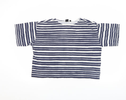 Uniqlo x Marimekko Women’s Blue Striped Cotton Relaxed Fit T-Shirt Size M