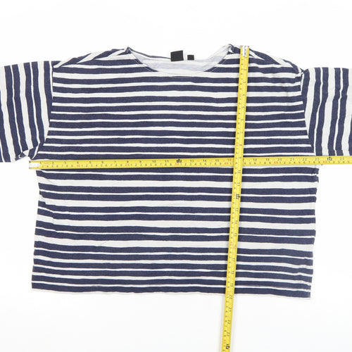 Uniqlo x Marimekko Women’s Blue Striped Cotton Relaxed Fit T-Shirt Size M