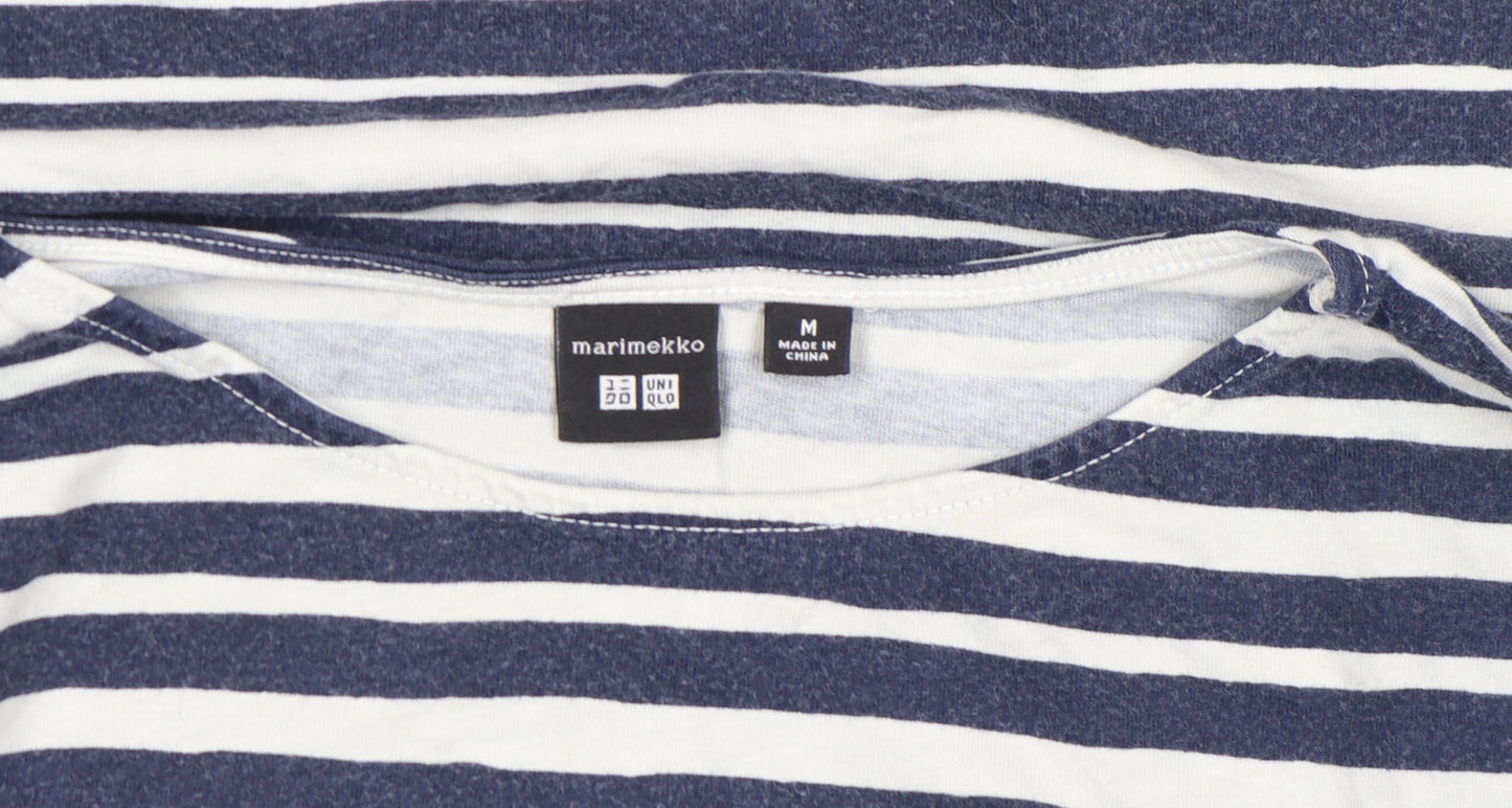 Uniqlo x Marimekko Women’s Blue Striped Cotton Relaxed Fit T-Shirt Size M