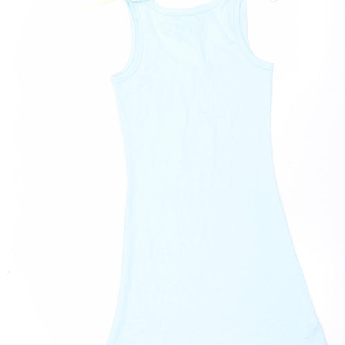 Women's Blue Cat Print Sleeveless Nightshirt Size 8-10 Lightweight Jersey