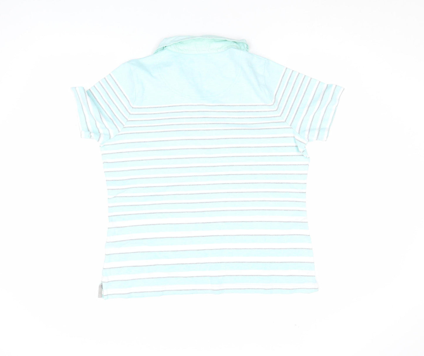 DASH Women’s Blue Striped Polo Shirt Size 16 Cotton Short Sleeve