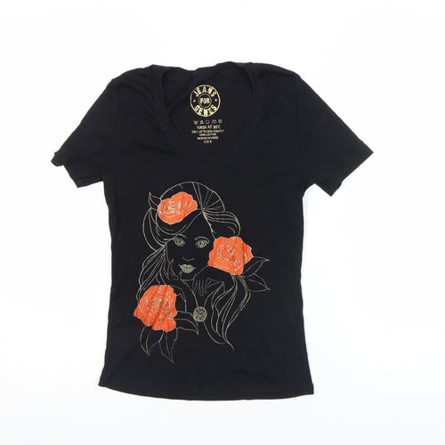 Jeans for Genes Womens Black 100% Cotton Graphic T-Shirt Size S