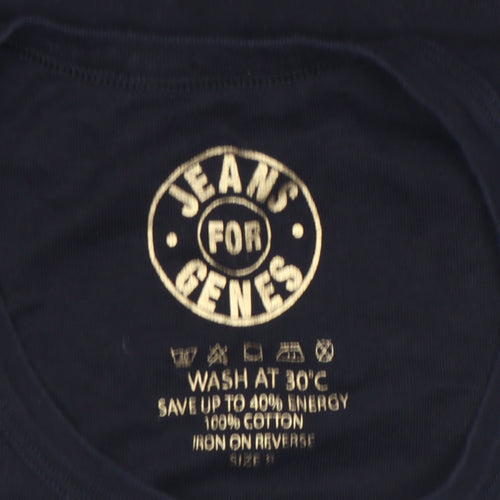 Jeans for Genes Womens Black 100% Cotton Graphic T-Shirt Size S