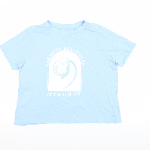 Primark Women Blue Relaxed Fit Paradise Beach Mykonos T-Shirt L