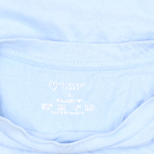Primark Women Blue Relaxed Fit Paradise Beach Mykonos T-Shirt L