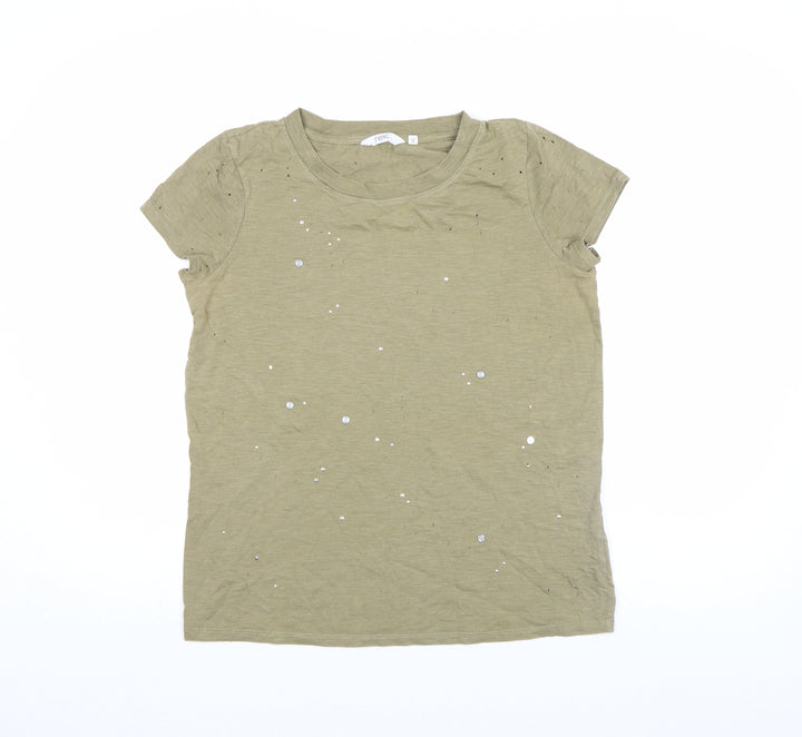 Next Women's Green Sequin Short Sleeve Jersey Cotton T-Shirt Size 8