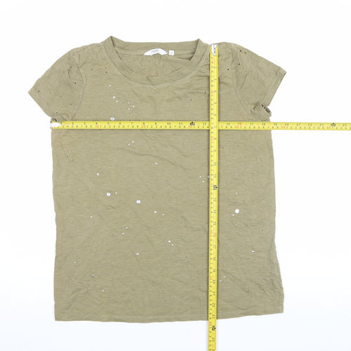 Next Women's Green Sequin Short Sleeve Jersey Cotton T-Shirt Size 8