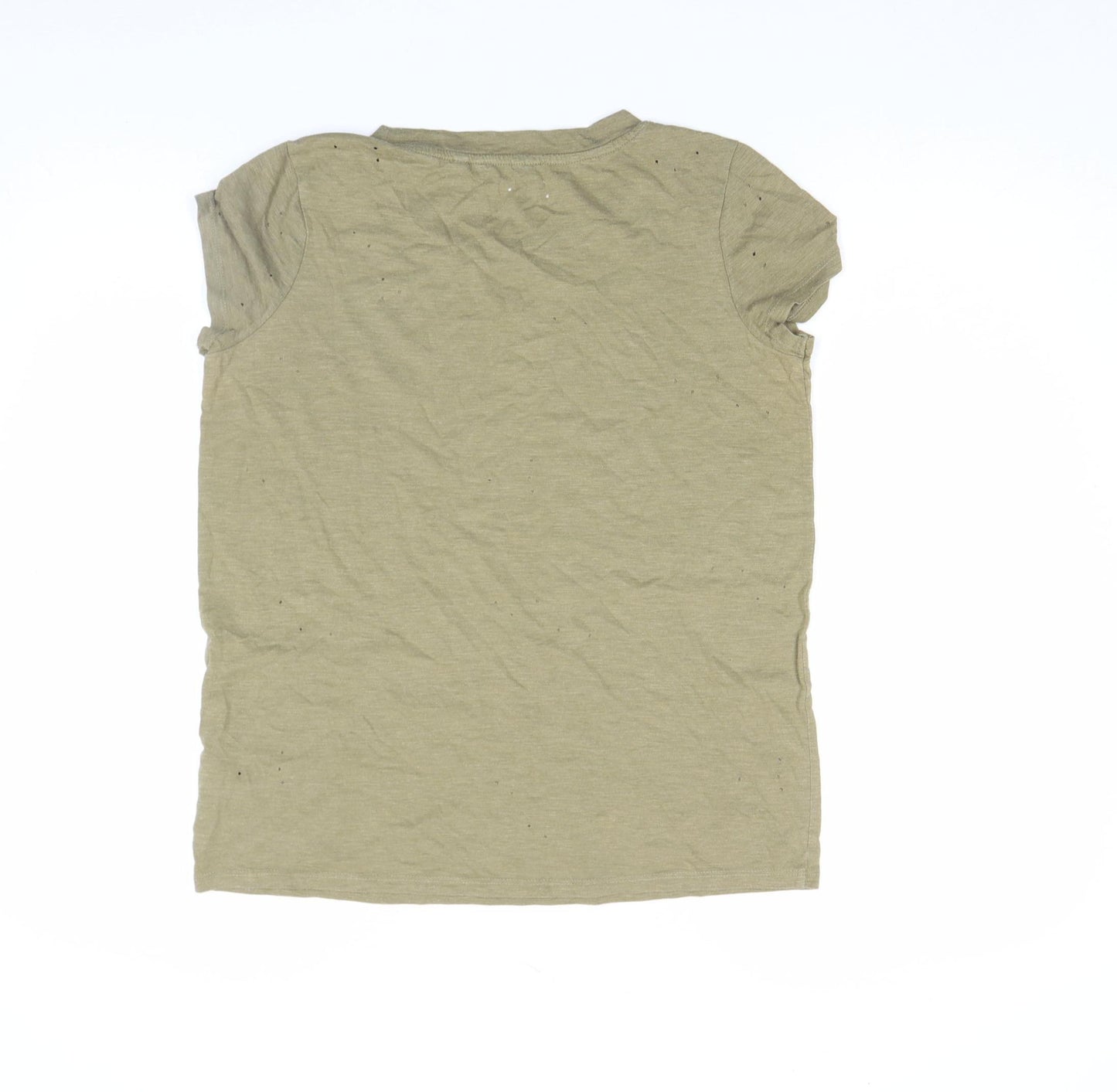 Next Women's Green Sequin Short Sleeve Jersey Cotton T-Shirt Size 8