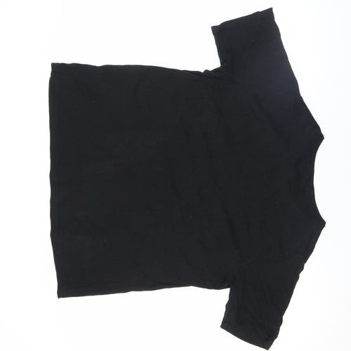 Simply Be Womens Black Beaded Neck Short Sleeve Cotton T-Shirt Size 16