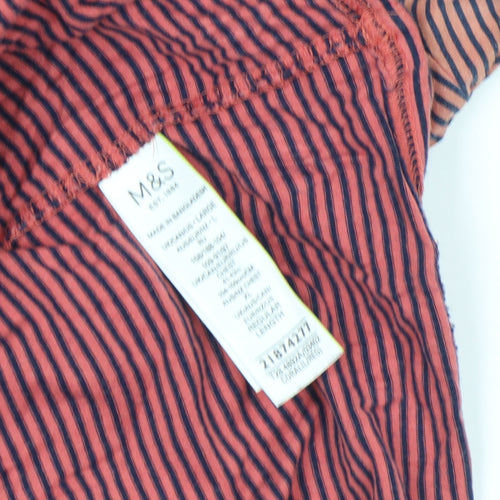 Marks and Spencer Autograph Men's Orange Striped Cotton Polo Shirt Size L
