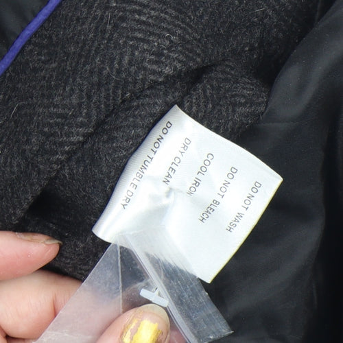 Dreamweaver London Men's Grey Wool Blend Herringbone Pea Coat M