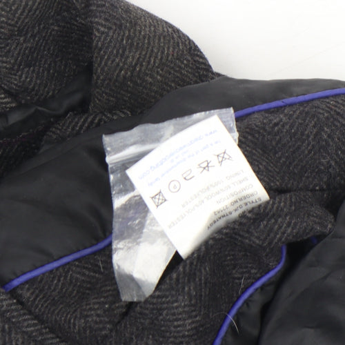 Dreamweaver London Men's Grey Wool Blend Herringbone Pea Coat M