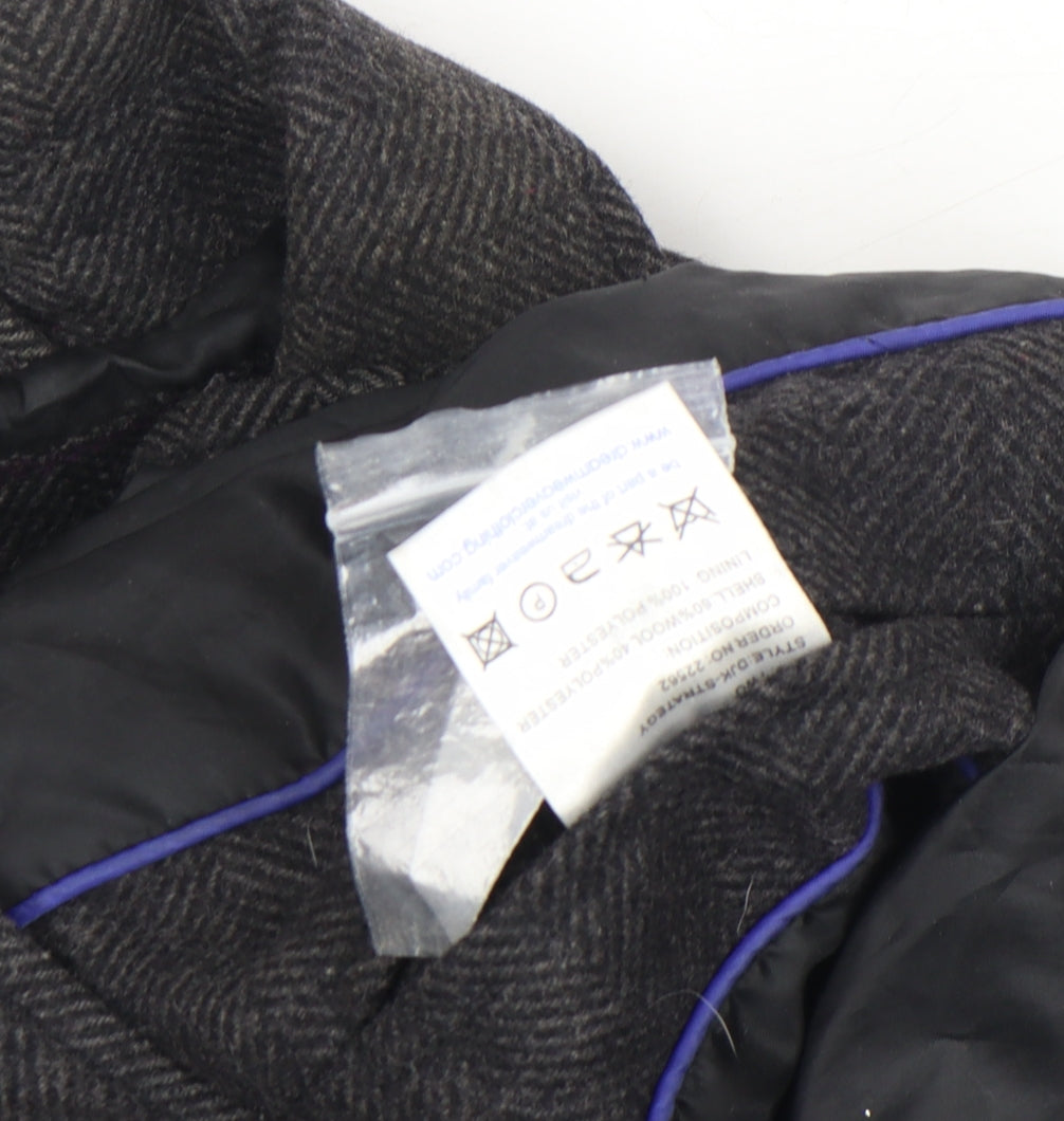 Dreamweaver London Men's Grey Wool Blend Herringbone Pea Coat M