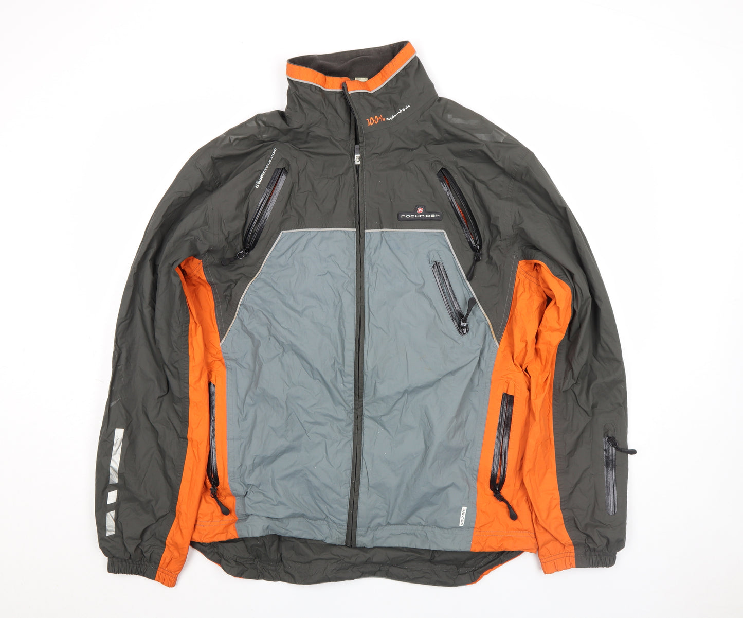 Decathlon Men's Grey Orange XL Windbreaker Jacket Lightweight Outdoor