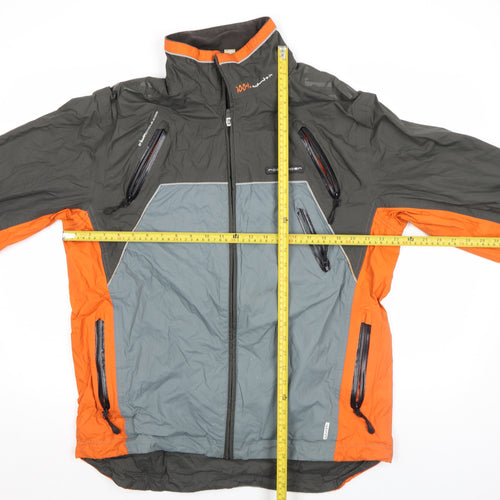 Decathlon Men's Grey Orange XL Windbreaker Jacket Lightweight Outdoor