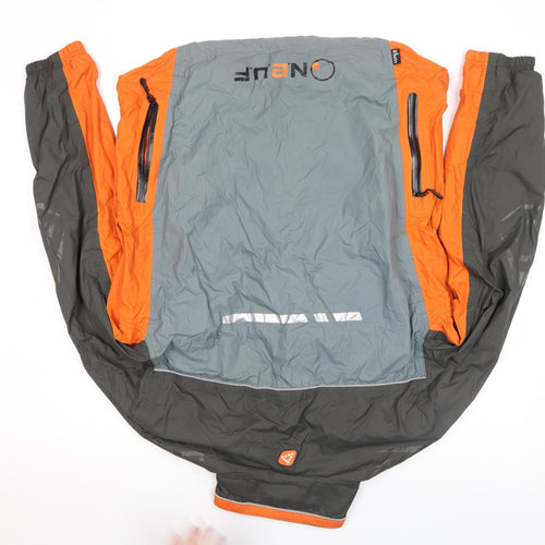 Decathlon Men's Grey Orange XL Windbreaker Jacket Lightweight Outdoor