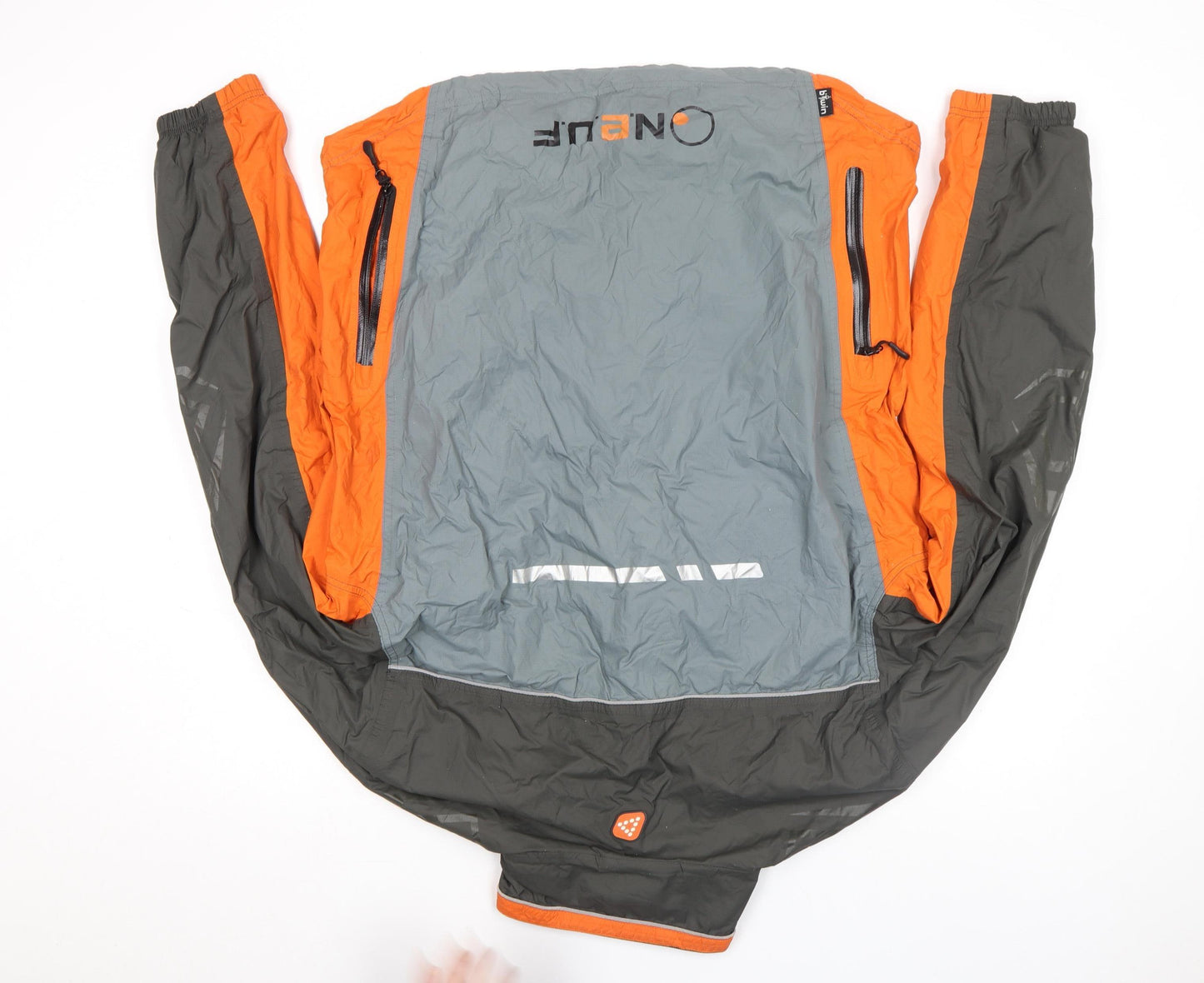 Decathlon Men's Grey Orange XL Windbreaker Jacket Lightweight Outdoor