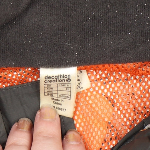 Decathlon Men's Grey Orange XL Windbreaker Jacket Lightweight Outdoor