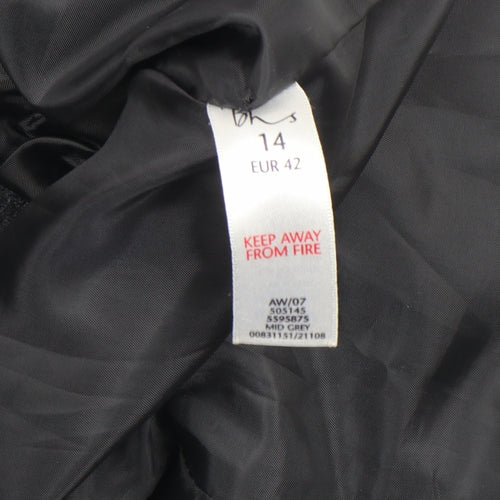 BHS Women’s Grey Wool Pea Coat Size 14 Fur Collar Classic Winter Jacket