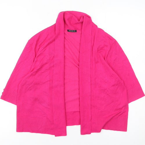 Roman Women’s Pink Short Sleeve Open Cardigan Size 12 Viscose Knit